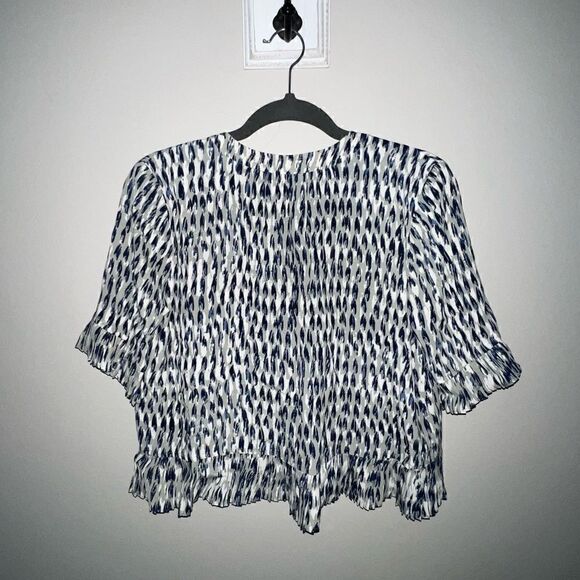 Madewell Sunpleat Lace-Up Top w/Painted Feathers - Sz S - Picture 8 of 16